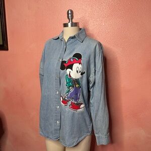 Vintage Mickey Mouse Denim Button Up